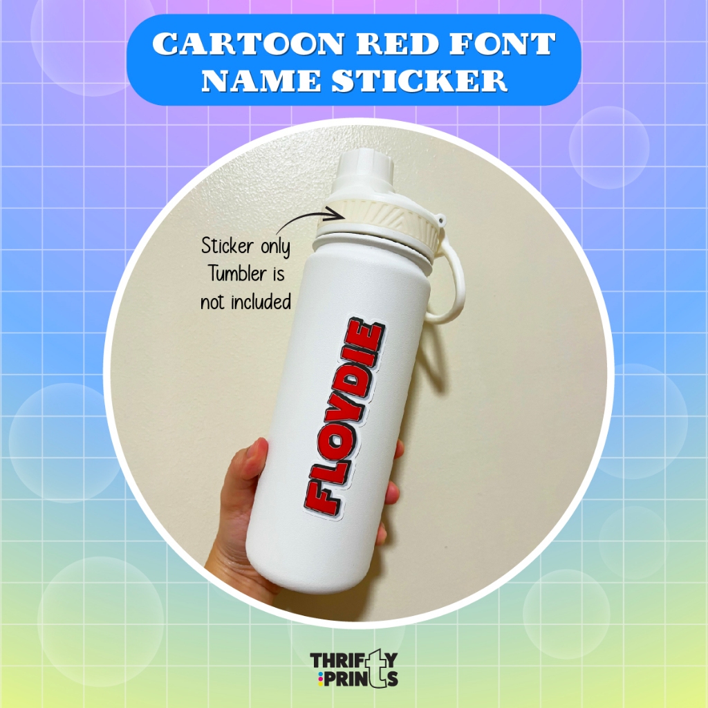 CARTOON RED FONT NAME STICKER | Personalized Name Sticker, Waterproof ...