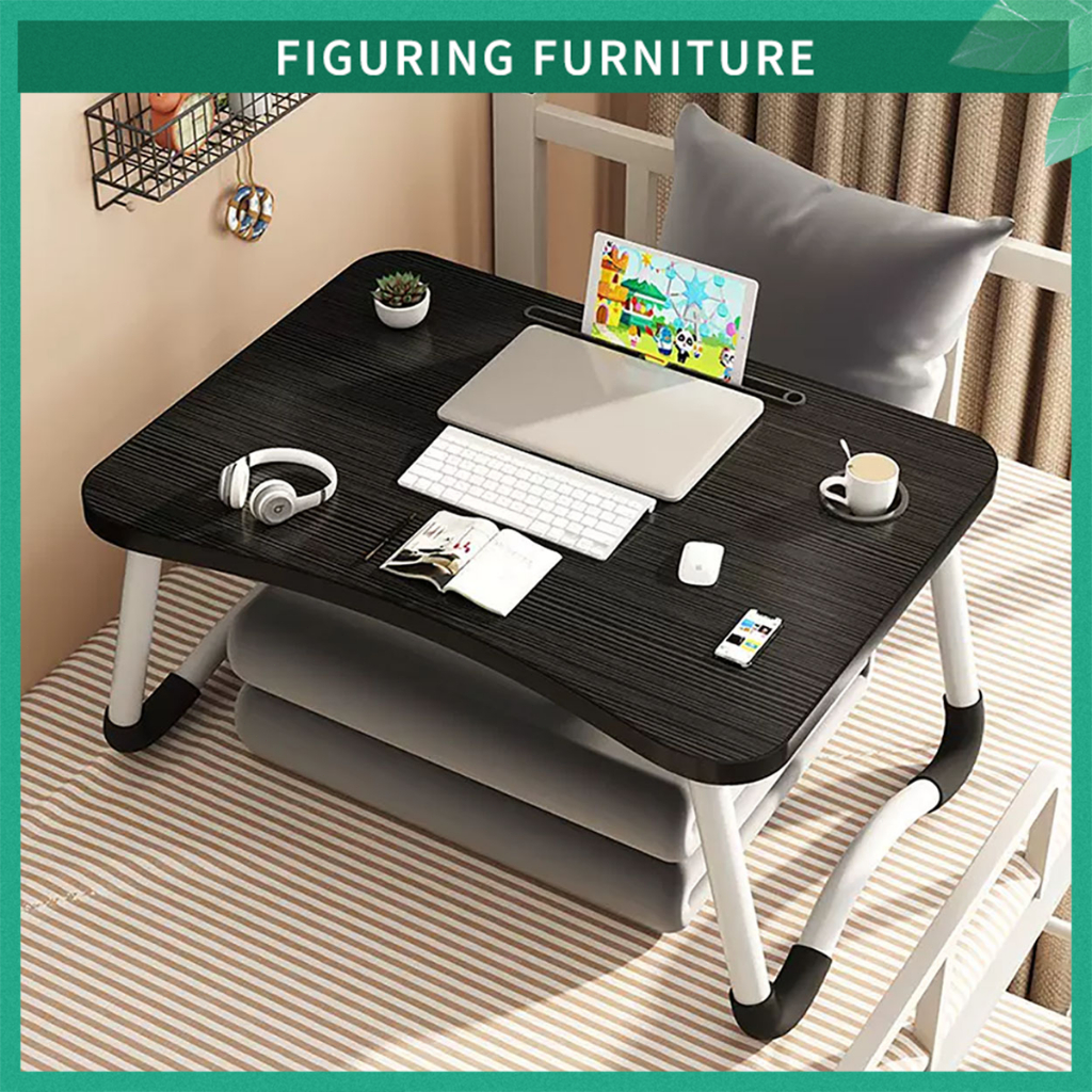 ⭐COD⭐ Lazy Table Portable Folding Laptop Table With Lamp Fan / Cup ...