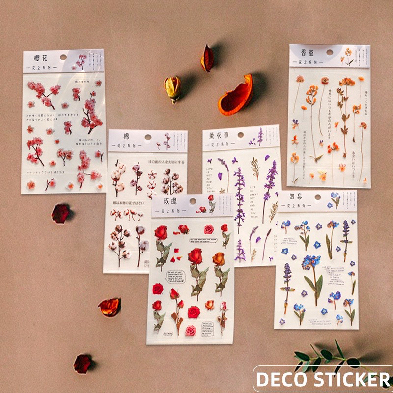 WISDOM ST-29 Translucent PET Artificial Flowers Stickers Student DIY ...
