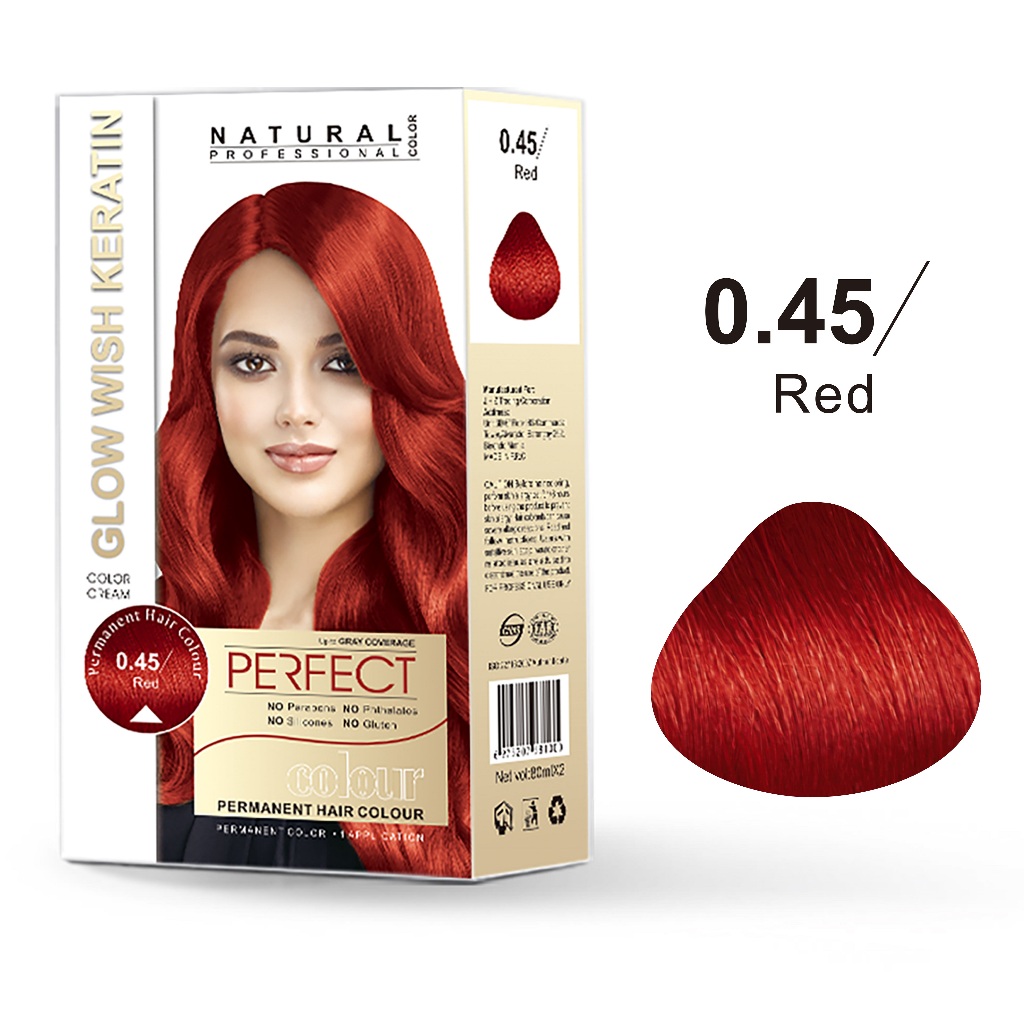 Red Permanent Hair Color Set - 0.45 Glow Wish Keratin Red Black Violet ...