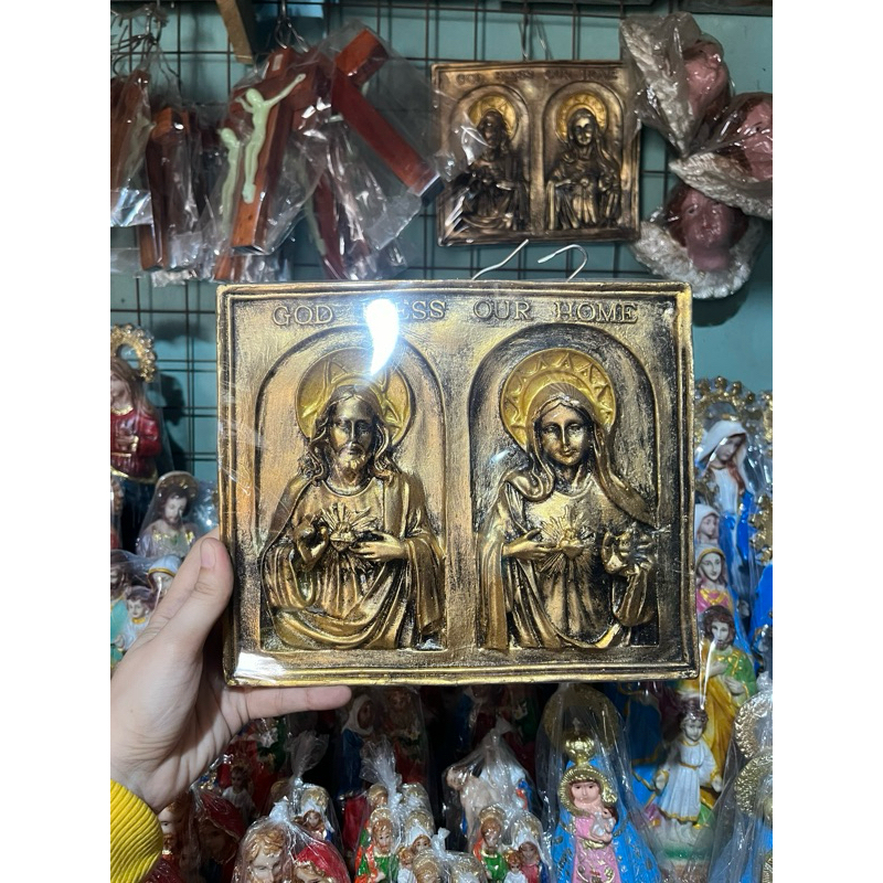 Twin Hearts of Jesus and Mary wall/door frame (Manaoag) | Shopee ...