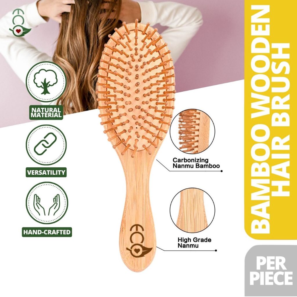 Eco Love Philippines Bamboo Hair Brush - Natural, Anti-Frizz, Scalp ...