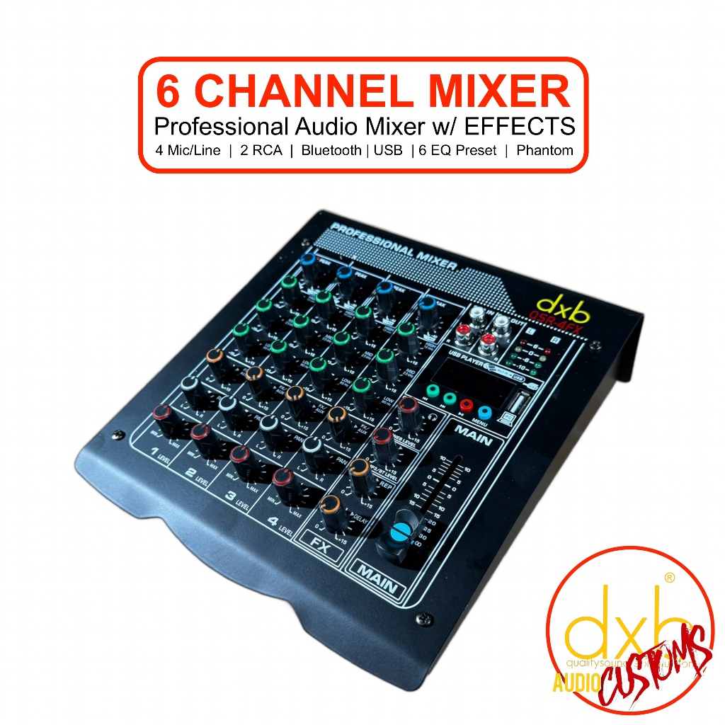 dxb Mixing Console 6Channel w/ EFFECTS + Phantom (Bluetooth, 4channel ...