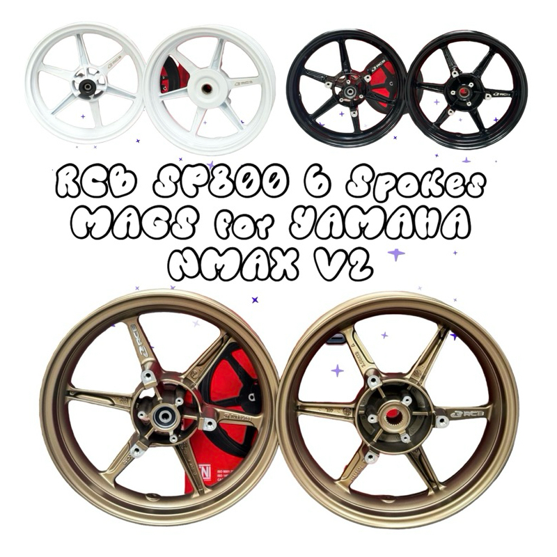 RCB SP800 6 Spokes MAGS for NMAX V2 V2.1 3.00 x 3.50 x13 ‼️W/WASHER PLS ...