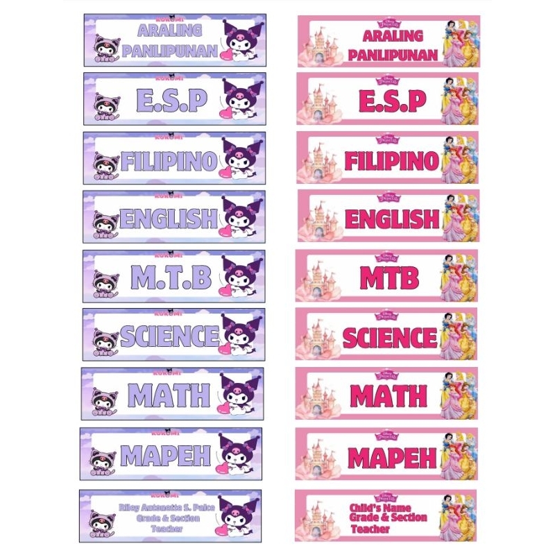 Customized Subject Label Name Sticker | Shopee Philippines