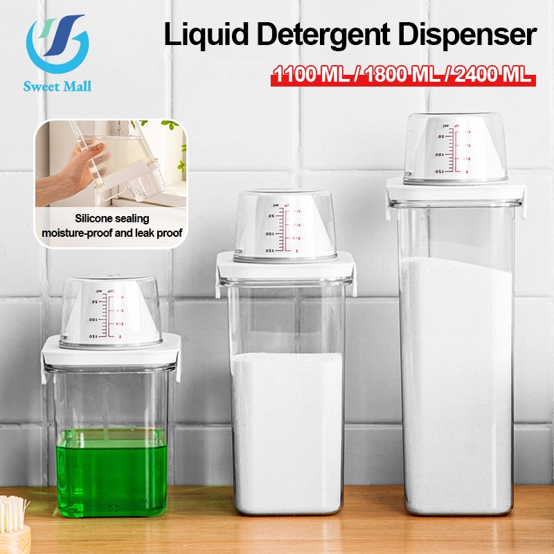 Liquid Detergent Dispenser Container Washing Powder Storage Moisture ...