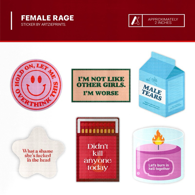 Female Rage Statement Stickers | Matte Laminated Waterproof | For ...