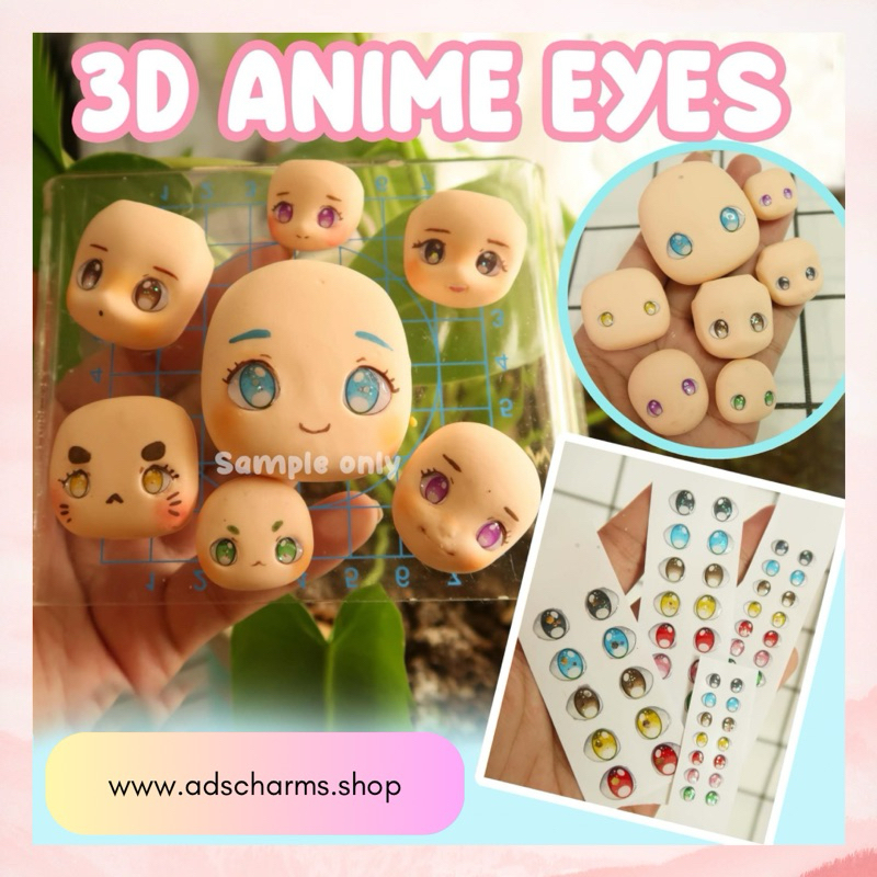 3D Anime and Dolly Resin Eyes | Doll Eyes Sticker | Anime Eyes Sticker ...