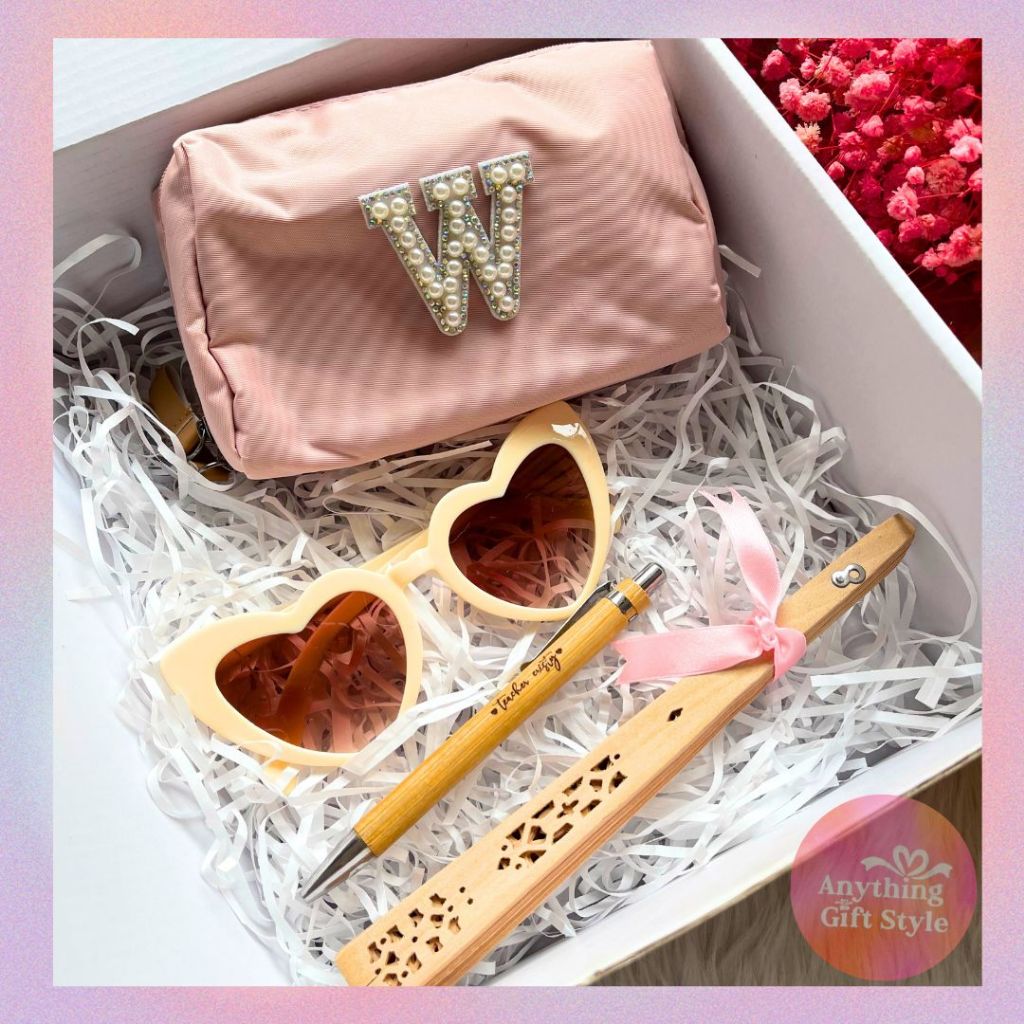 Personalized Gift Wooden Fan, Bamboo Pen, Pouch, Sunglass | Gift Box ...
