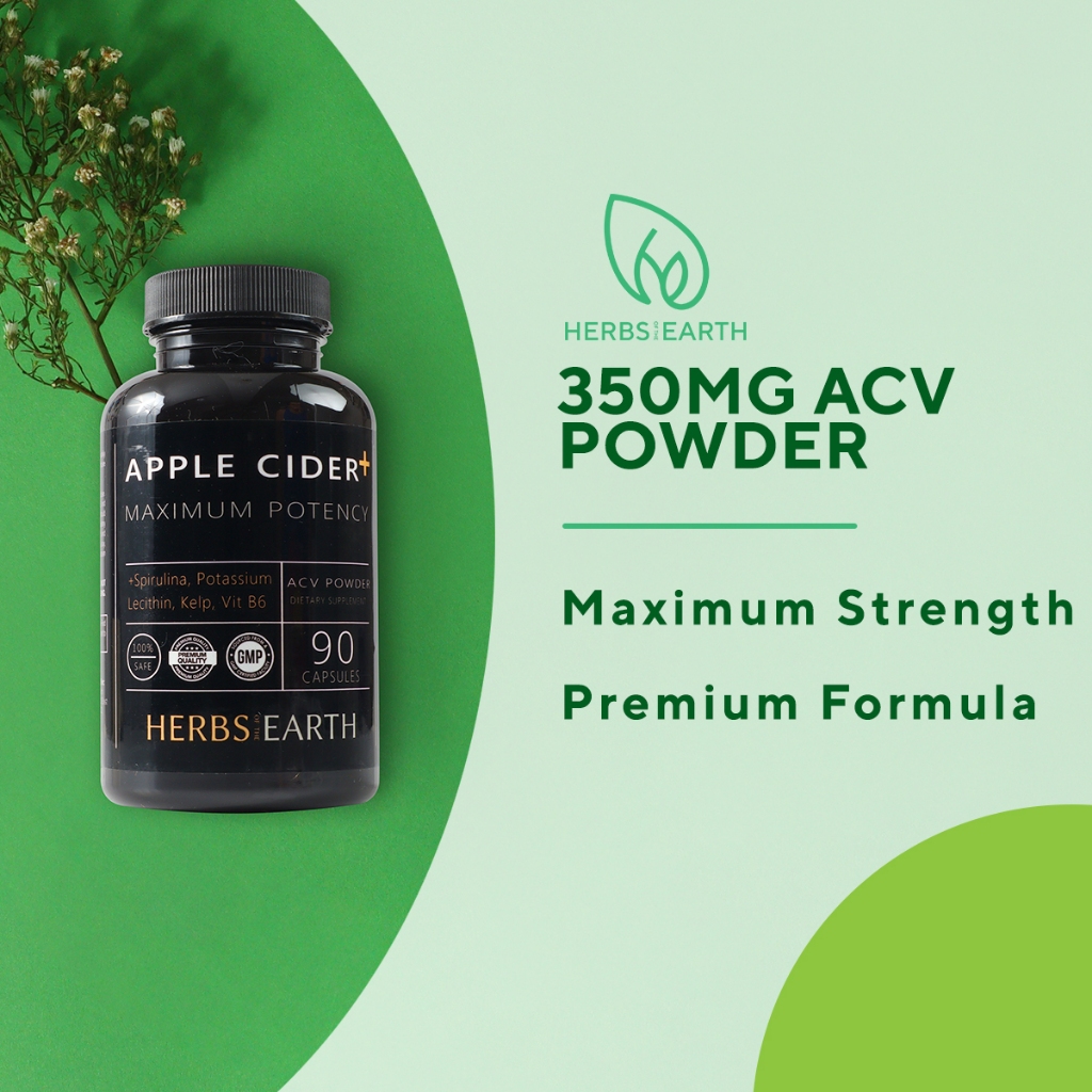 APPLE CIDER VINEGAR 350MG With Spirulina, Potassium 90 Capsules Herbs