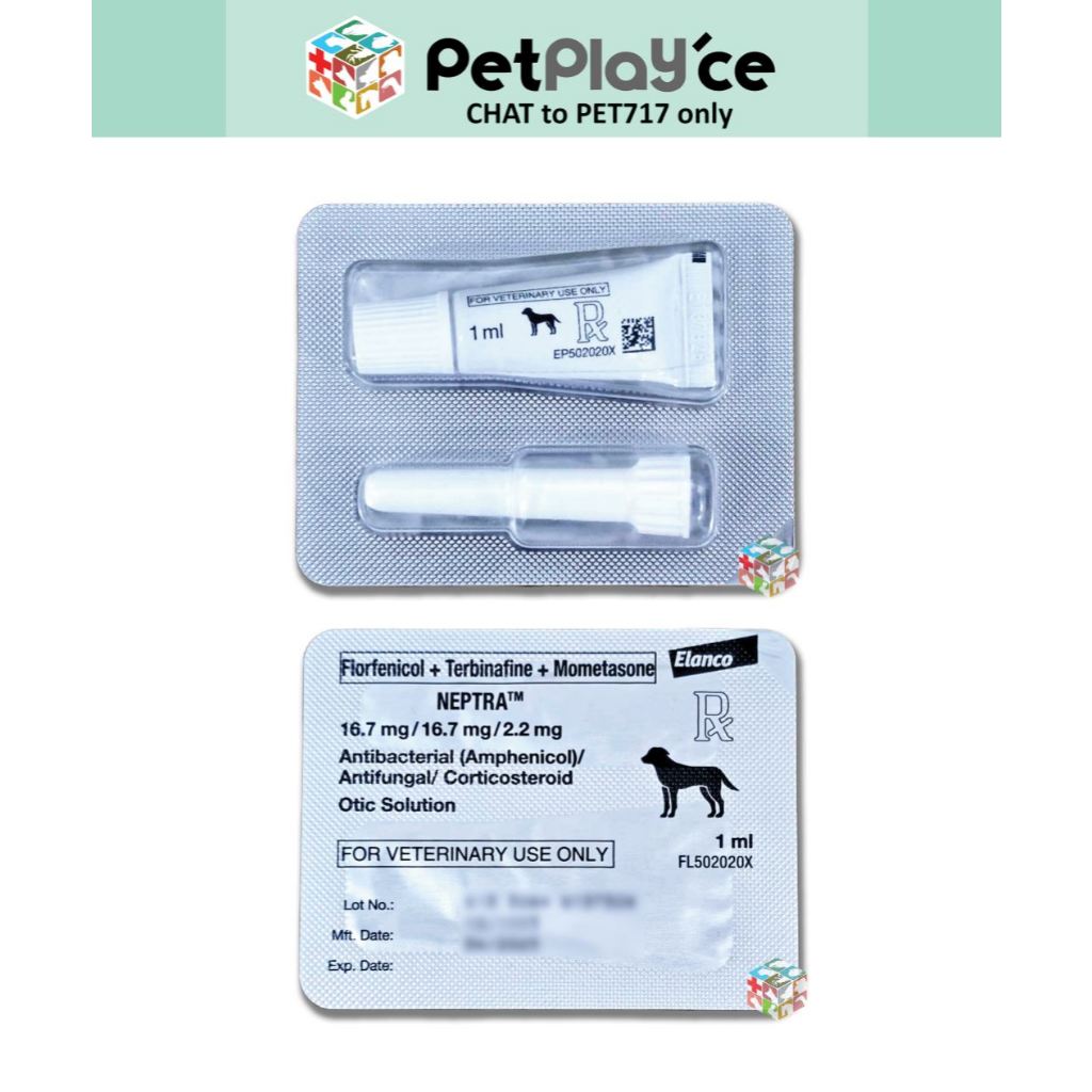 Neptra 2x1ml for Dog Antibacterial Amphenicol Antifingal Corticosteroid ...