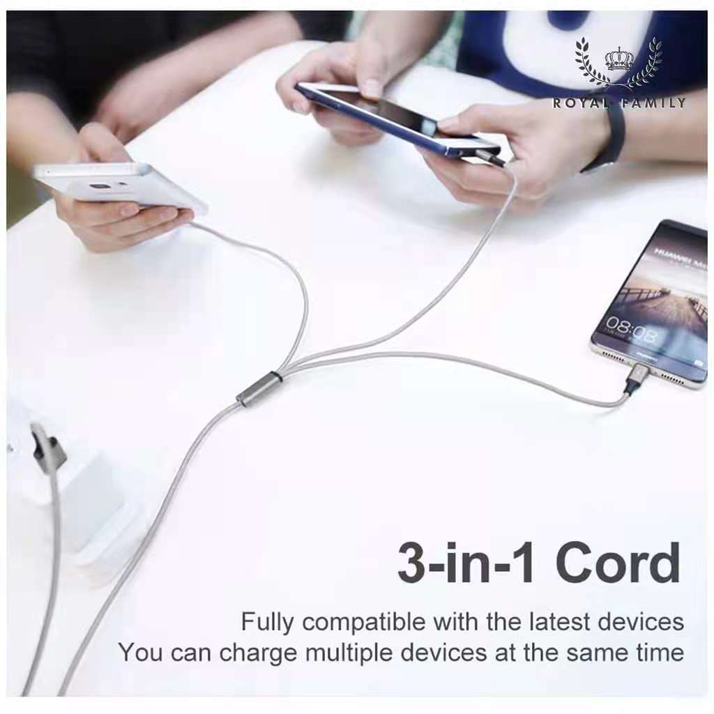 USB Multi Charging Cable 3in1 Multiple Phone Charger Cord USB C Multi ...