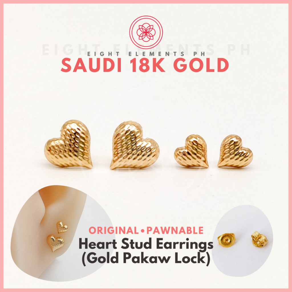 Cod Pawnable K Saudi Gold Earrings Frosted Half Heart Stud Earrings W Gold Pakaw For Women