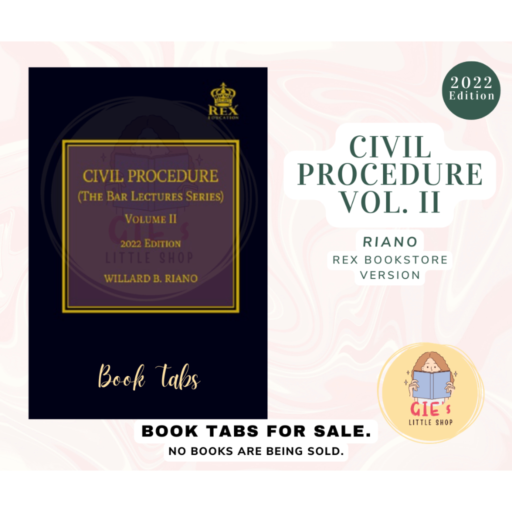 CIVIL PROCEDURE VOL II by RIANO 2022 REX Tabs Flags Stickers Labels Law ...
