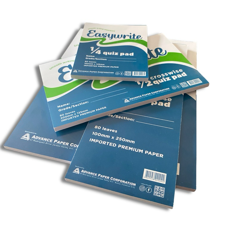 EASYWRITE School Pad Paper Quiz Pad 1/4, Crosswise, Lengthwise ...