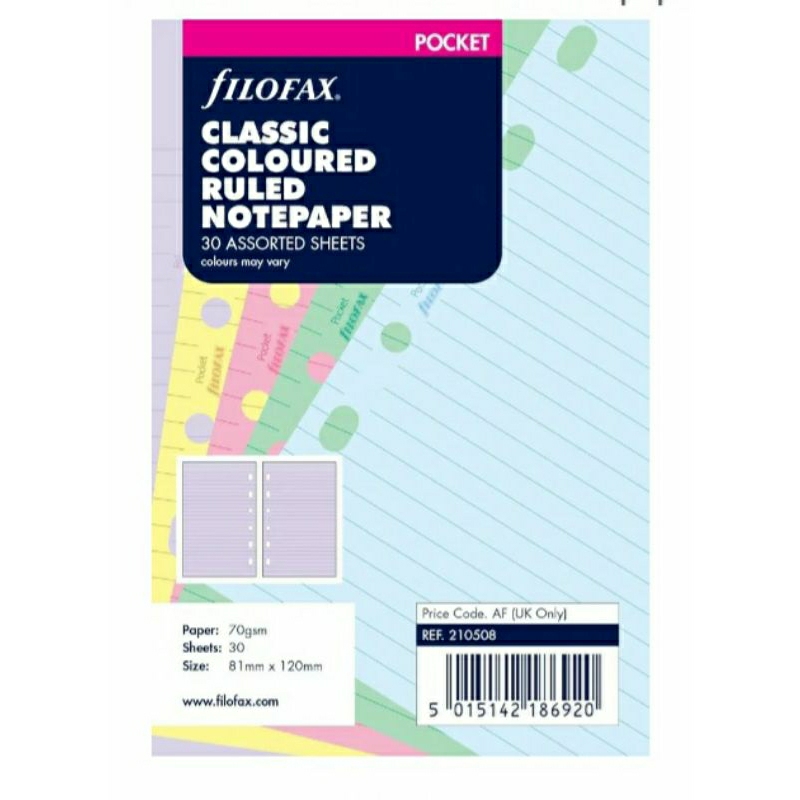 FILOFAX POCKET CLASSIC COLOURED RULED NOTEPAGES | Shopee Philippines