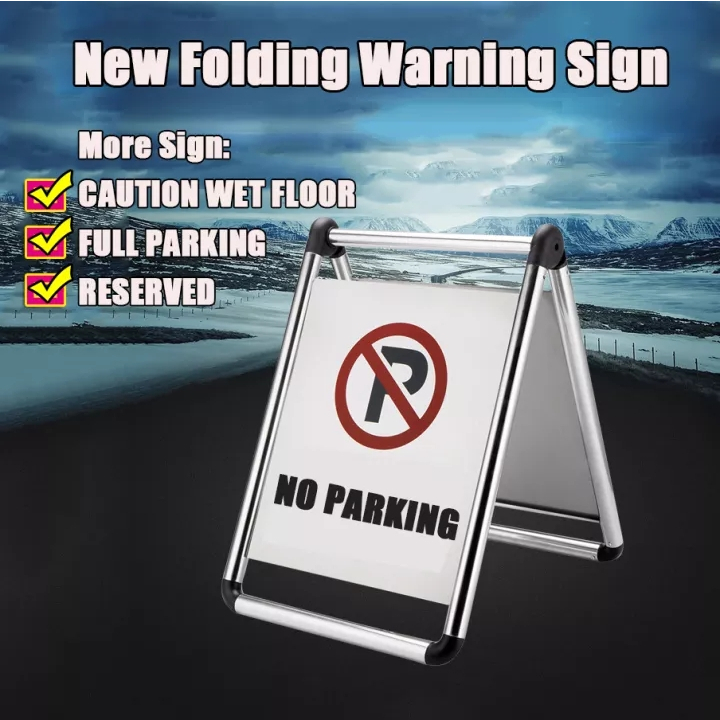 Sign Caution Wet Floor Reserved Parking Sign Stainless Steel Foldable ...