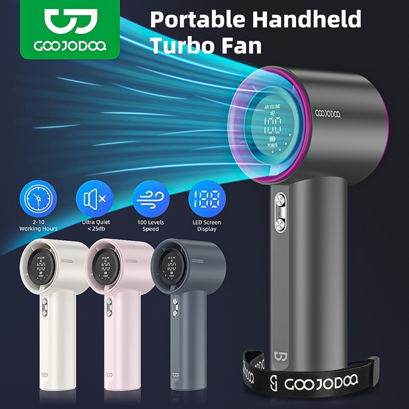 GOOJODOQ 4000 mAh Turbo Jet Mini Fan Rechargeable Handheld Portable ...