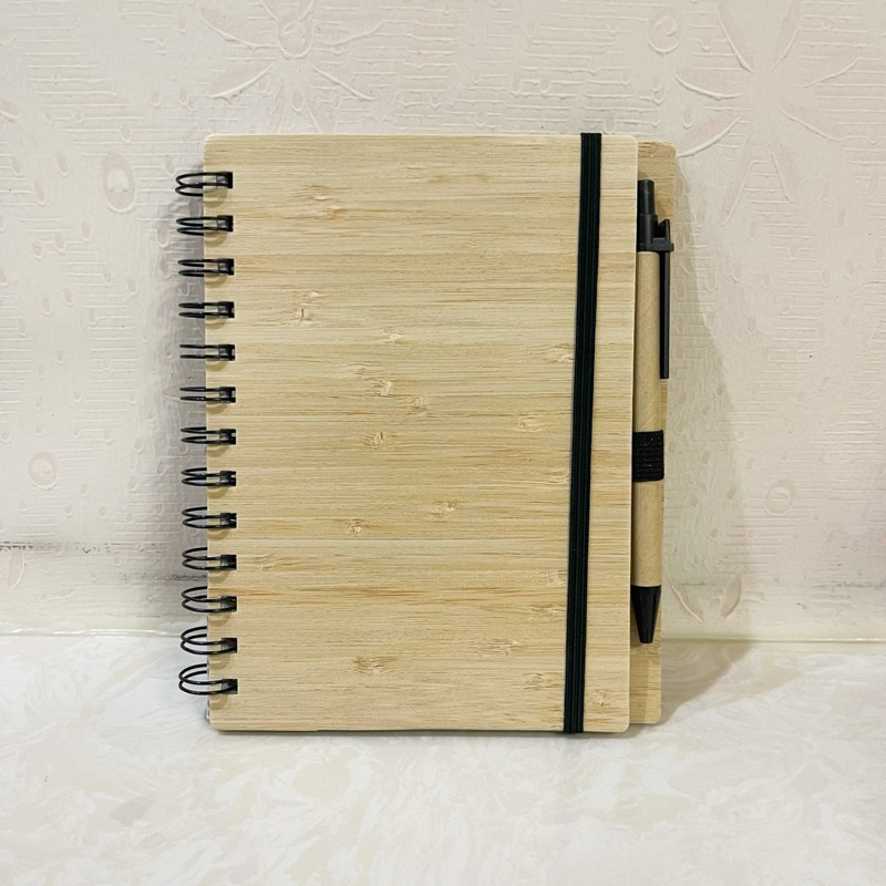 50pcs Bamboo Notebook with Pen Eco-Friendly Plain with Black Pen or w ...