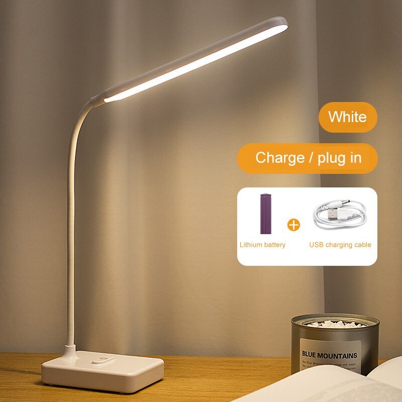 LED Study Table Lamp USB Rechargeable Foldable Stepless Dimming 3 Color ...