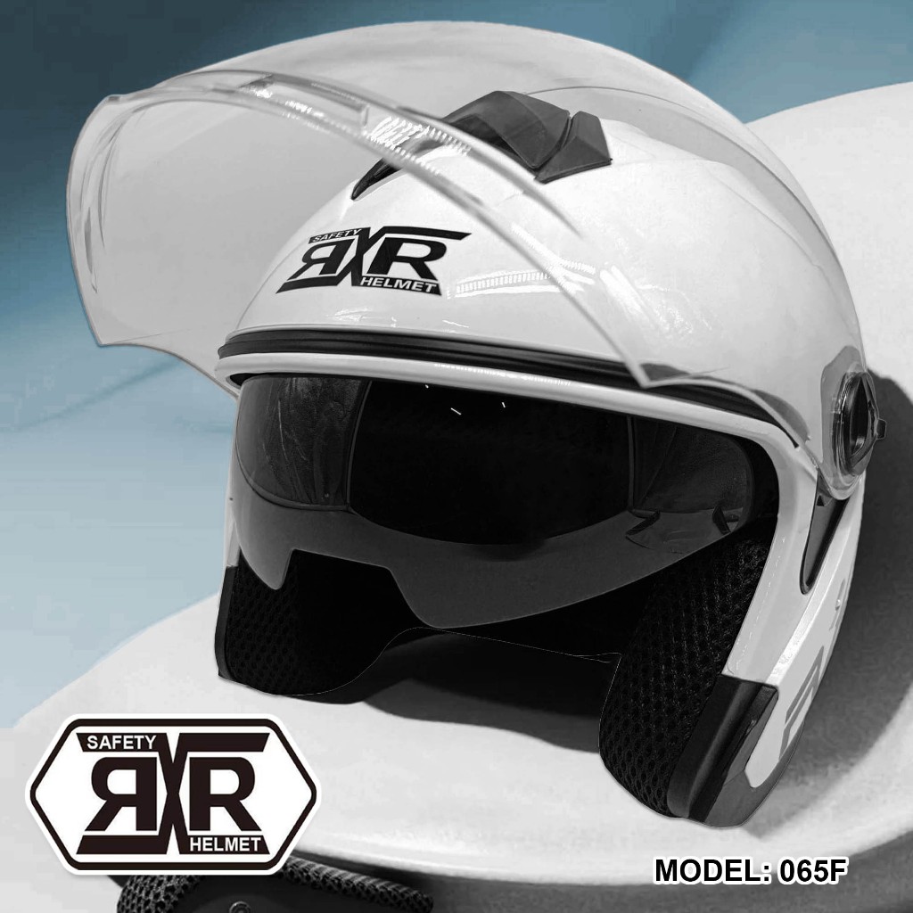 RXR Dual Visor Motorcycle Half Face Riding Gear Helmet (Model: 065F ...