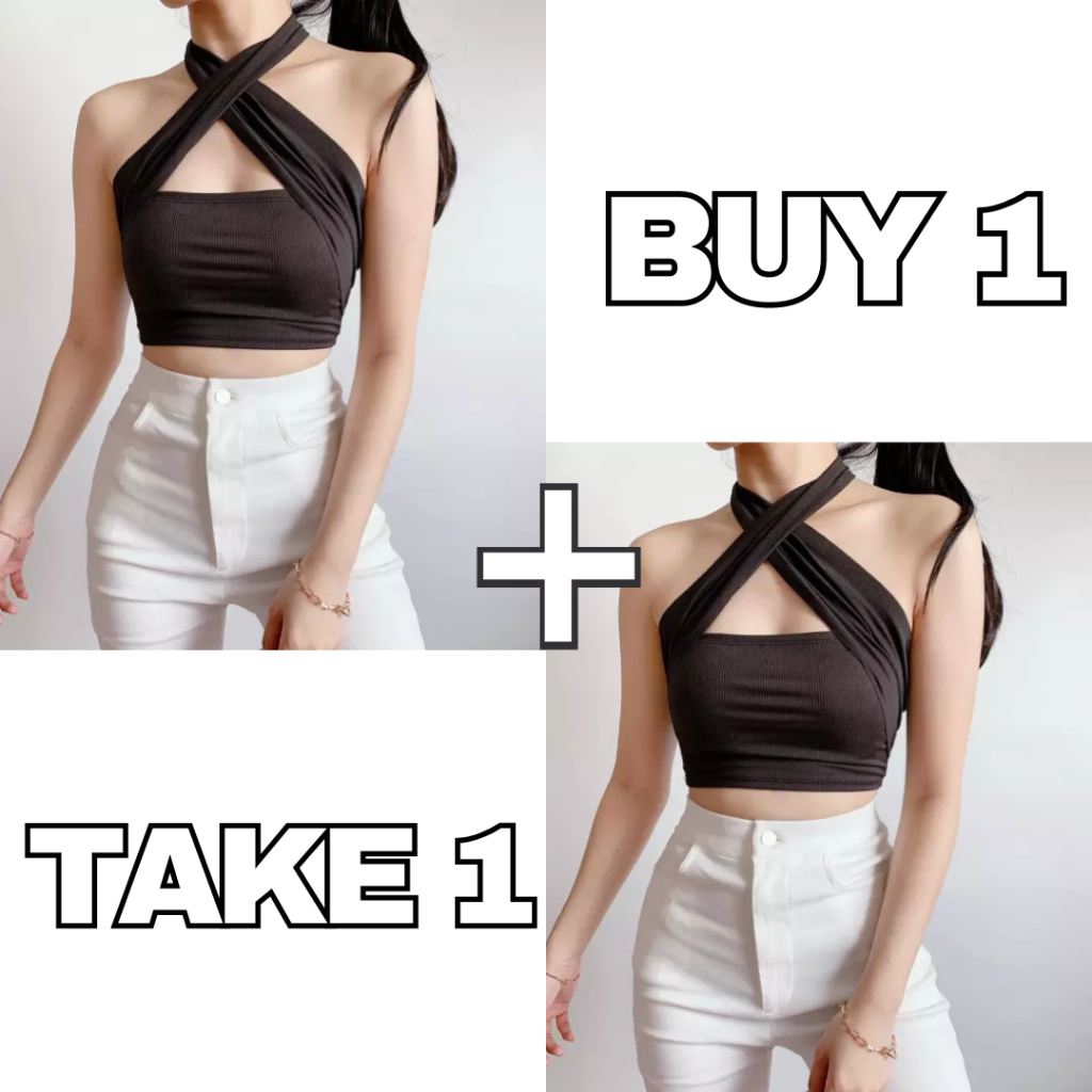 SS Buy 1 Take 1 Infinity Tube Tops Cotton Knit Knitted Croptop Halter ...