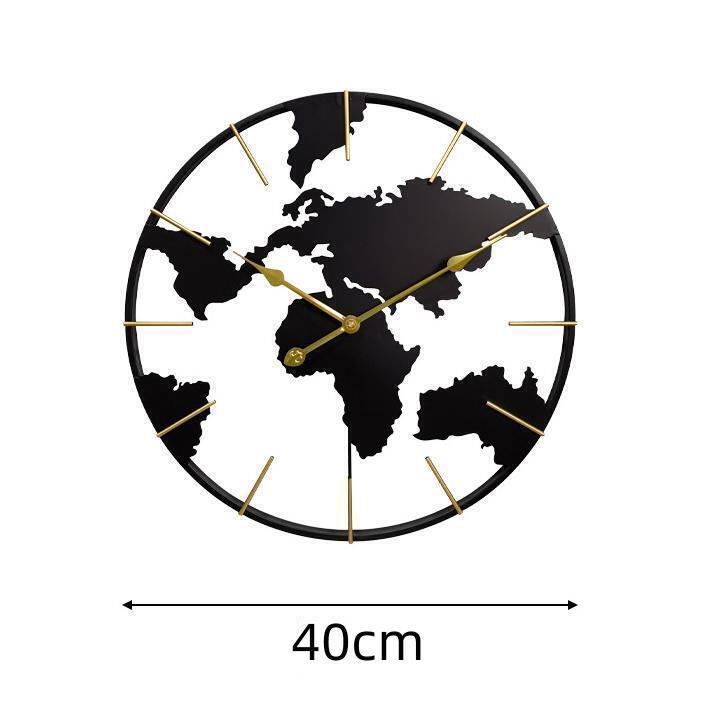 40-50cm Fashion Creative World Map Decorative Clock Iron 3D Map Clock ...