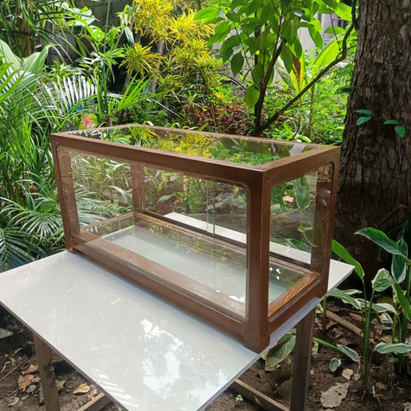 Boxy design with Mahogany wood Frame Glass display menu | Shopee ...
