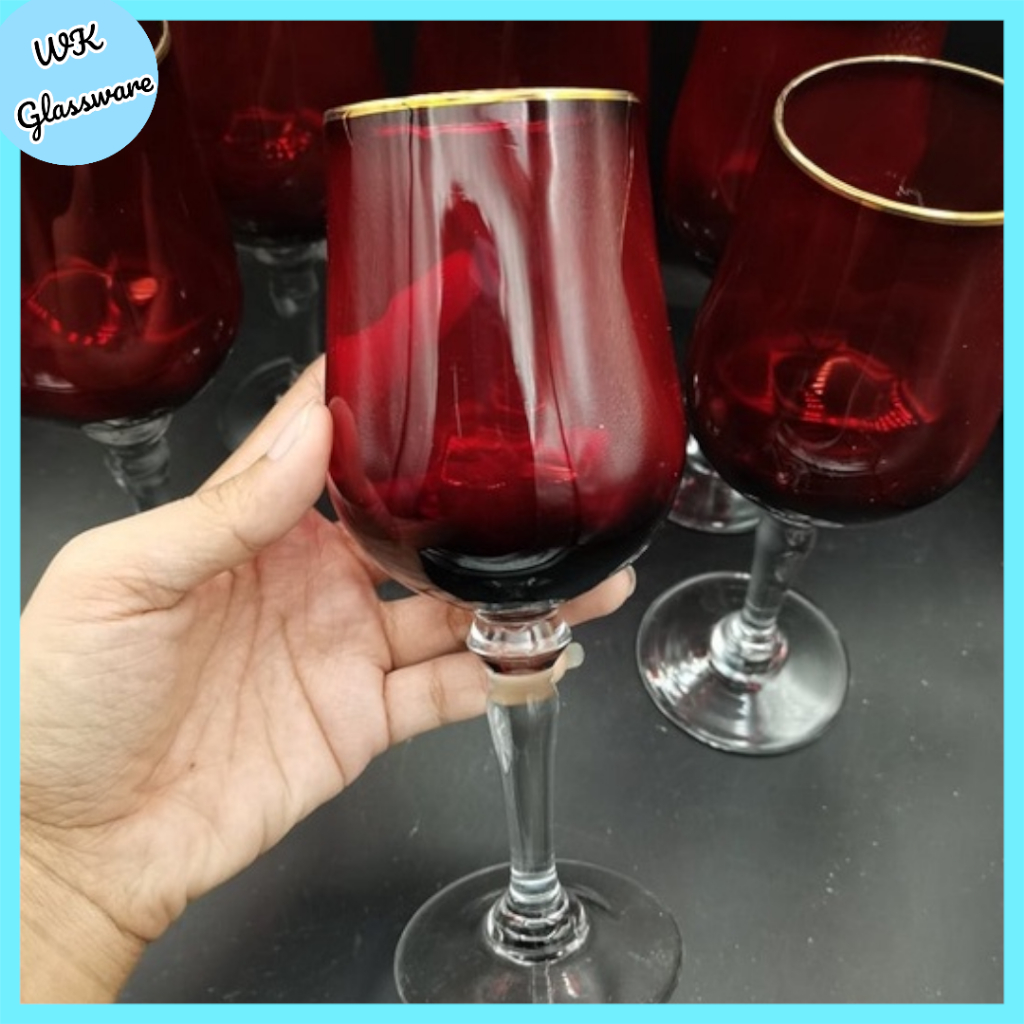 Red champagne Glass 6pcs set / Red wine glass drinking glass 3057 with ...