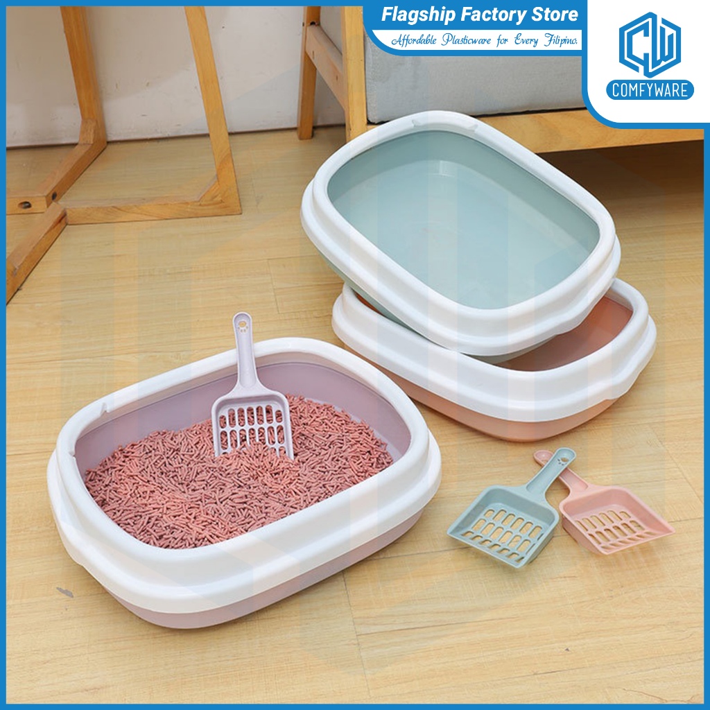 Cat Litter Box with Scoop Kitten Box Cat Toilet Deodorization Leakage ...