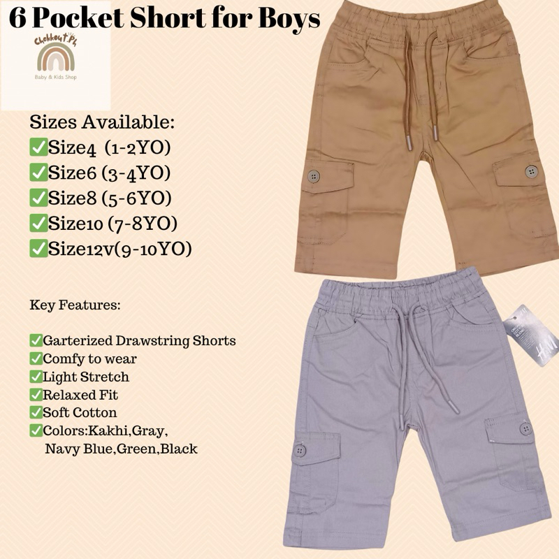 Boys Shorts Size Shorts Pocket Shorts For Kids Boys 2-12 Years Old