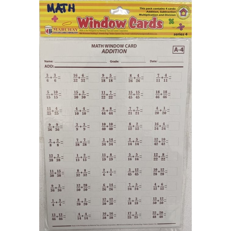 Math Window Cards Series 4 (Teachers Choice) | Shopee Philippines