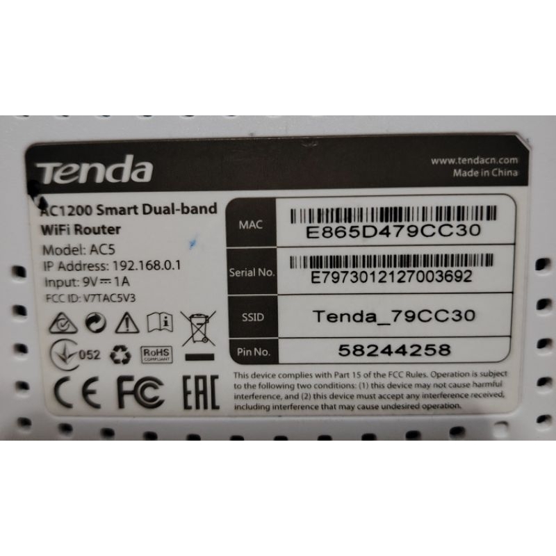 Tenda AC1200 Dual-band Wifi Router AC5V3 (2nd Hand) | Shopee Philippines