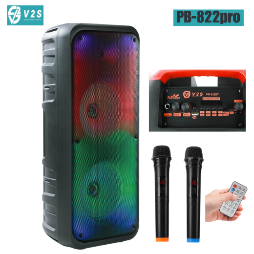 V2S PB822Pro TWS Rechargeable Wireless Bluetooth Dual Extra Bass Speaker  With Dual Microphone