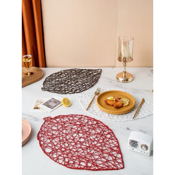 Leaves Design Rattan Woven Table Mat Dining Party Paper Placemat ...
