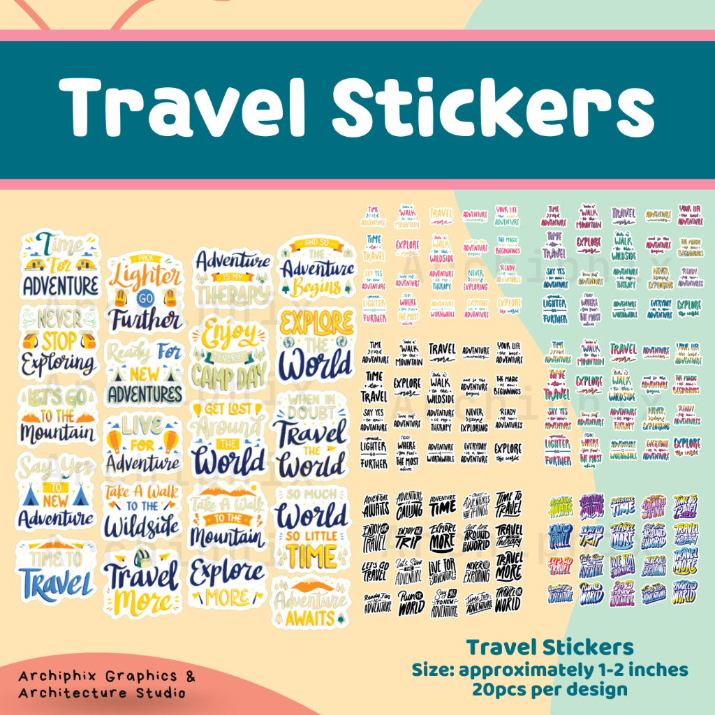Travel Adventure Stickers by Archiphix (Set of 20 pcs) | Shopee Philippines