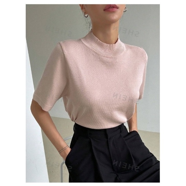 Mock Neck Knit Top With Dazy Pouch Shopee Philippines