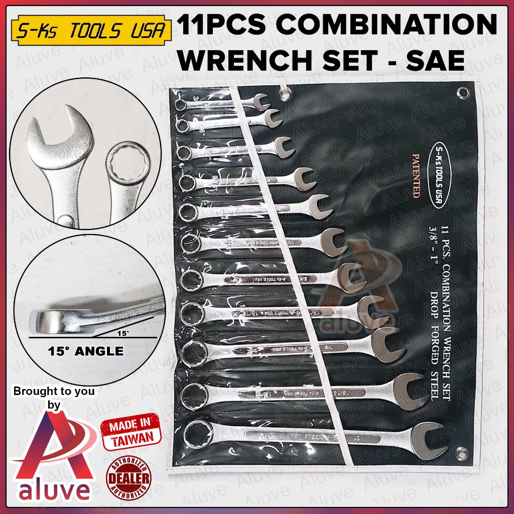 11pc Combination Wrench Set 3 8 to 1 SAE SKs Tools USA Heavy Duty sks Combi Wrench Spanner Set Shopee Philippines
