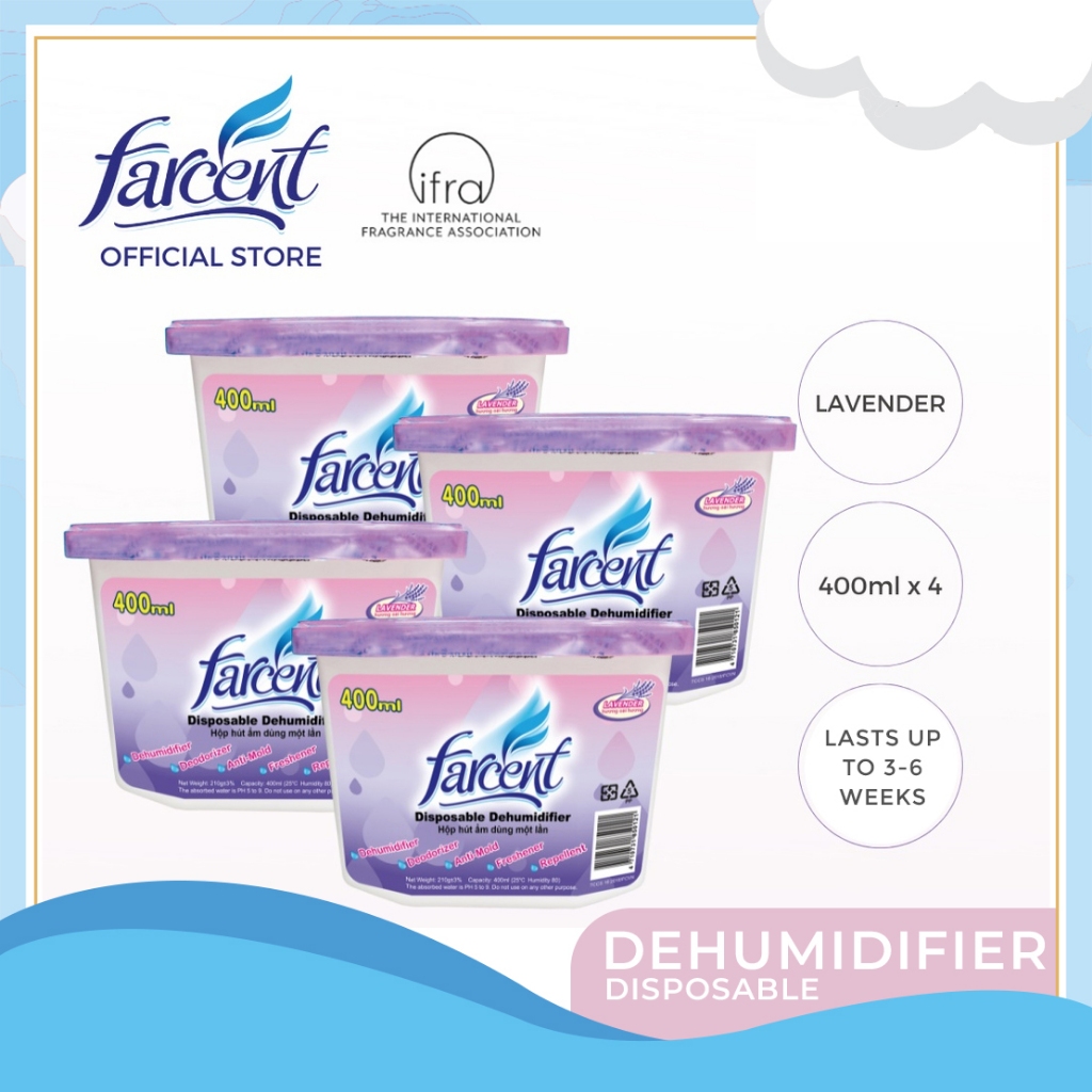 Farcent Disposable Dehumidifier Lavender Set of 4 (400ml each