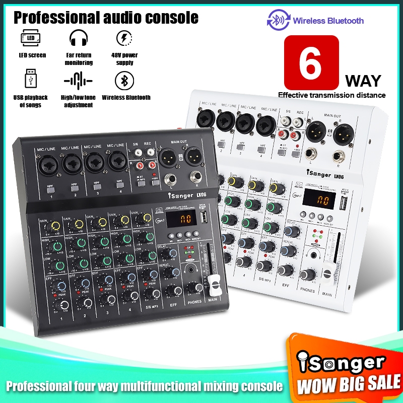 6-Channel Mixing Console Personal Sound Effect Audio Mixer USB PC ...