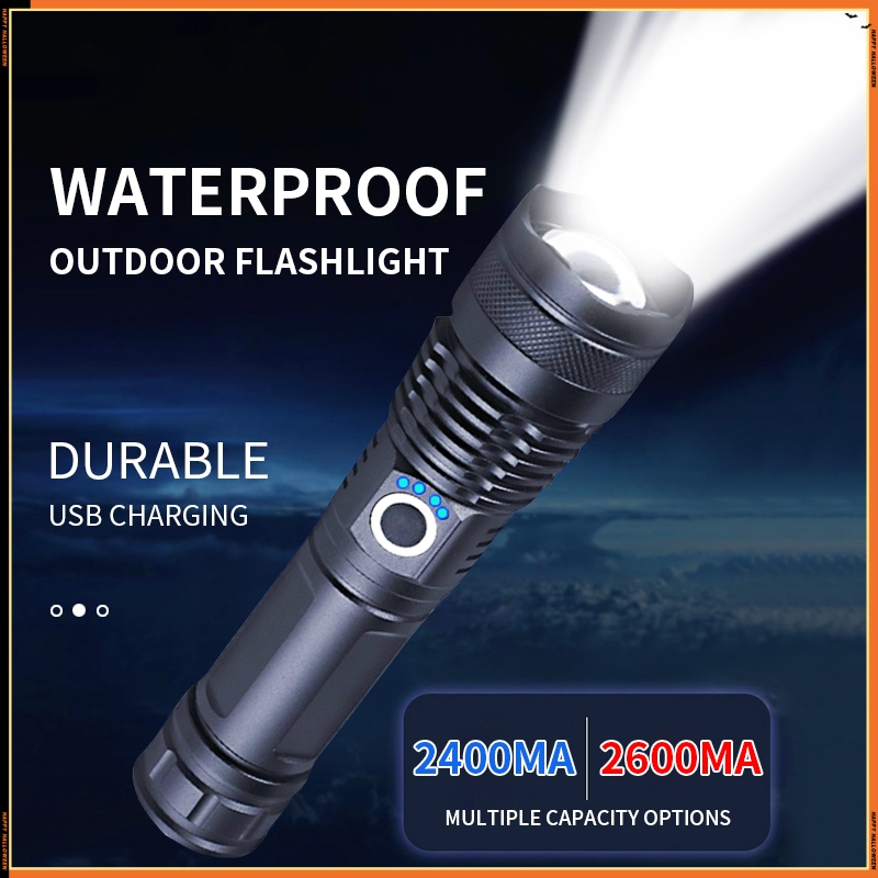 Flashlight rechargeable super bright USB portable camping flashlight ...