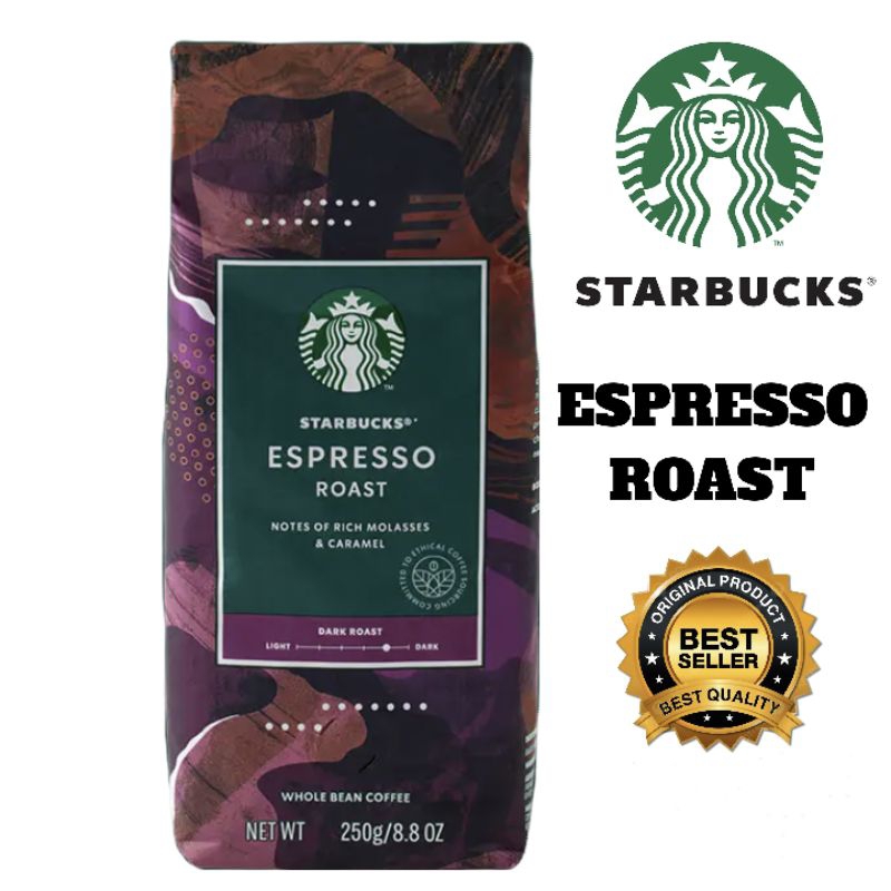 STARBUCKS COFFEE ESPRESSO ROAST 250GRAMS WHOLE BEANS RICH AND CARAMELLY
