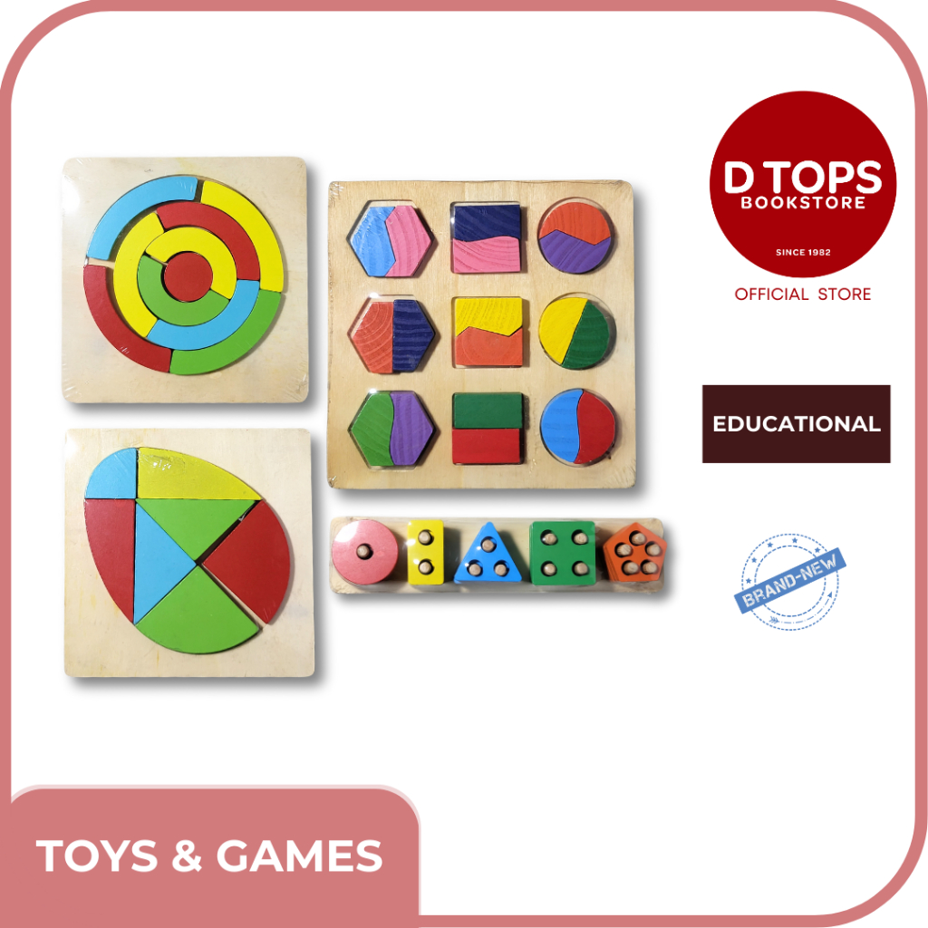 COLORFUL TANGRAM BASIC SHAPES SORTER WOOD PIECES PUZZLE | Shopee ...