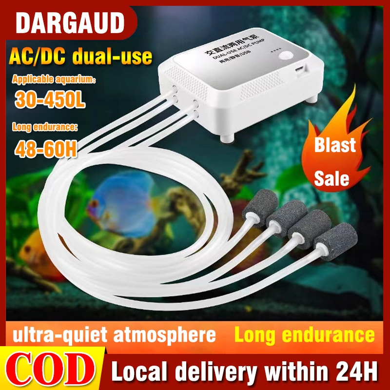 Jialu LT-201S Rechargeable Portable Air Pump For Aquarium Fish Tank - AC/DC Dual-Use, Battery Backup