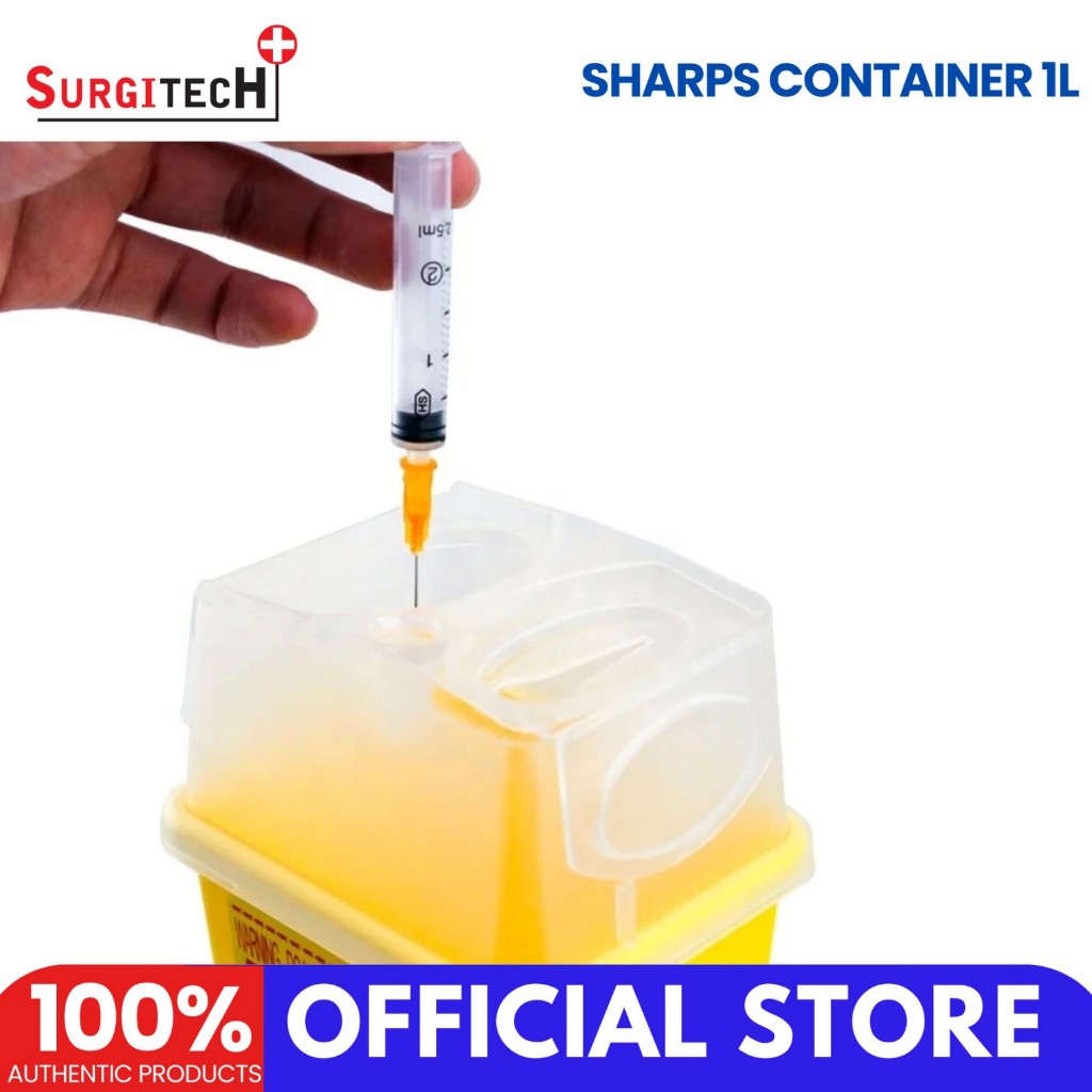 Surgitech 1L & 3L Medical Plastic Sharps Container Disposal Waste Box ...