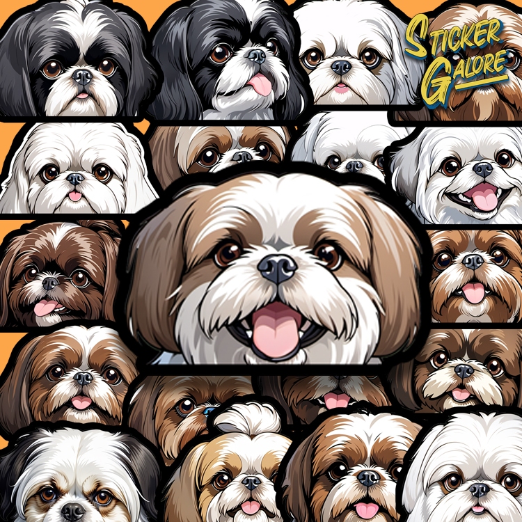 CUTE SHIH TZU 4 DOG PEEKER STICKERS FOR CAR, LAPTOP, PHONE, TUMBLER ...