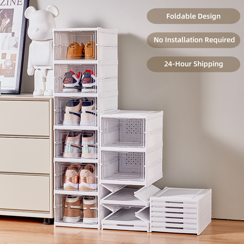 Foldable transparent Shoe Box shoes rack storage box shoe organizer ...