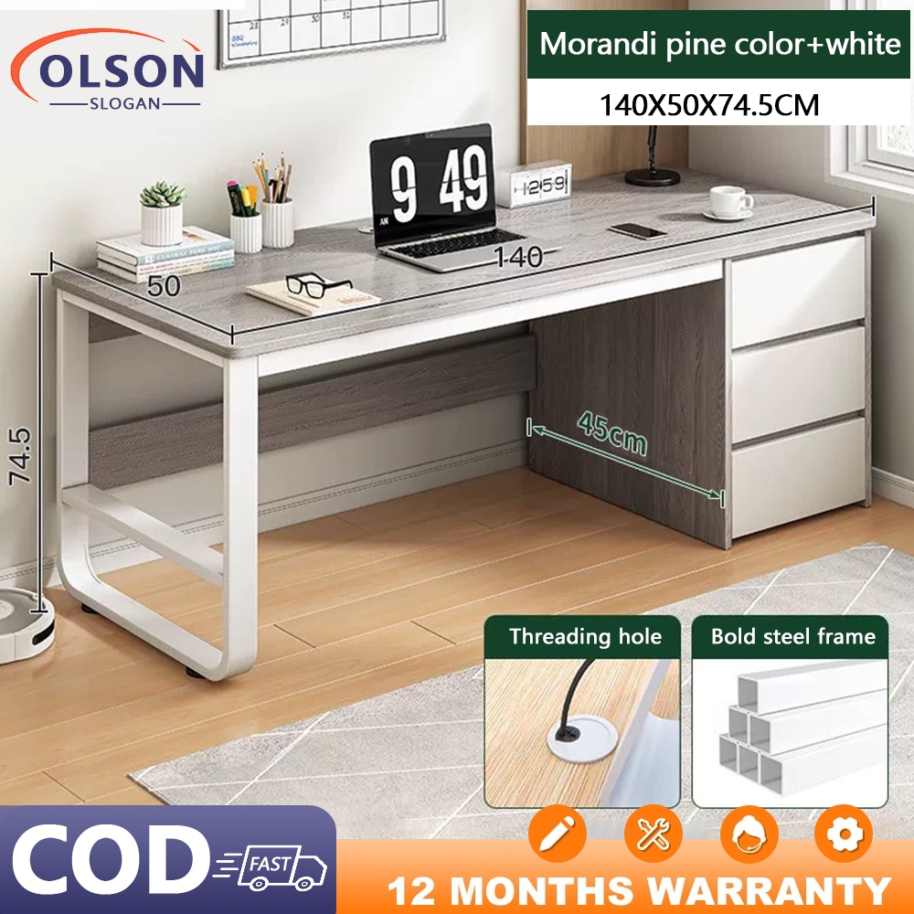 Computer Desk With Drawer Shelves Office Table Desktop Study Desk Bedroom Desk Office Staff Desk Shopee Philippines