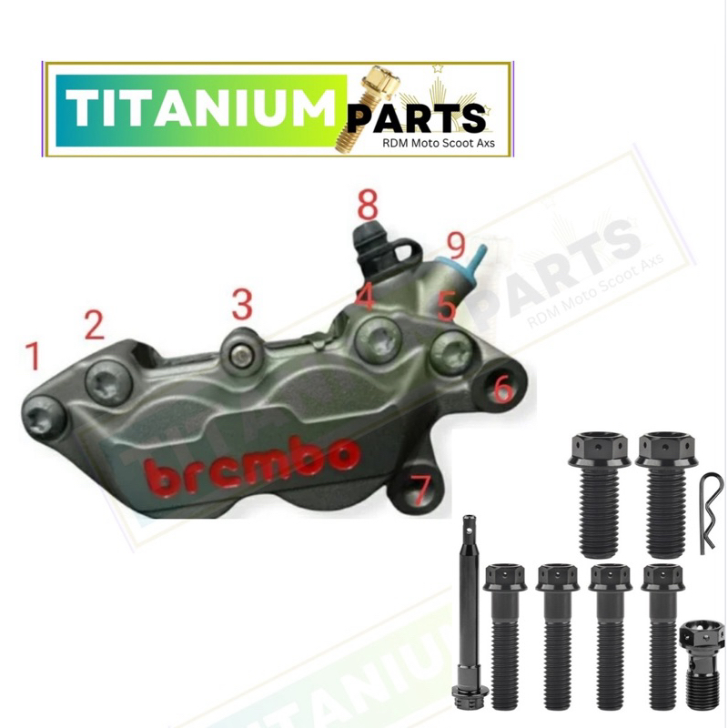 Brembo Per Titanio Ti Pinza Spurgo Vite M10 X1.0 Per Sti Evo Nero - Foto 6