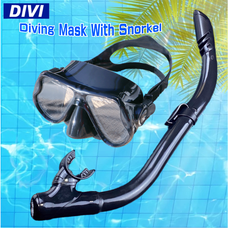 DIVI Semi-dry Snorkeling Set for Adult Diving Mask Snorkel Scuba Diving ...